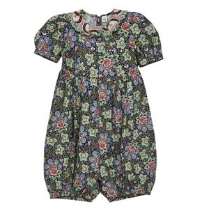 Mousefeathers Girls Blue Floral Bubble Romper Jumpsuit Size 6X - CJ